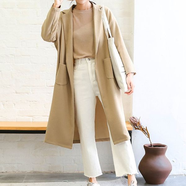 

2019 women's autumn and winter new korean coat fashion large size overcoat female trench coat korean style retro coats dd2406, Tan;black