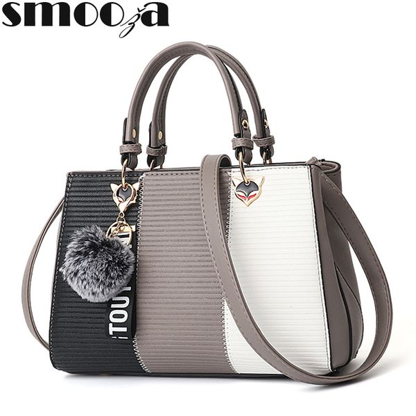 

smooza women hairball ornaments totes patchwork handbag party purse ladies messenger crossbody shoulder bags women handbags
