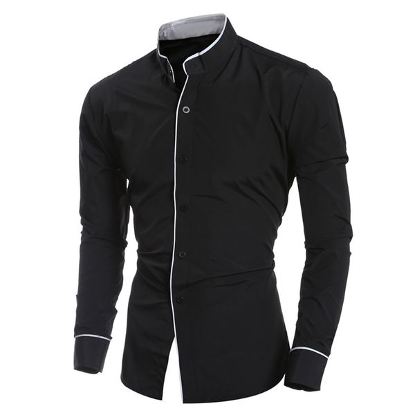 

mens shirt autumn spring fashion slim male shirts chemise casual long sleeve solid blouse casual clothing camisa hombre, White;black