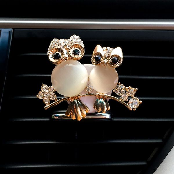 

gold color animal shape car freshener clip car gift air outlet fragrant double owl shape freshener diffuser#101y20