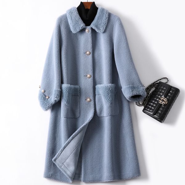 

ewq] 2019 autumn new korean style full sleeve thick warm mink cashmere coats winter fashion women long fur overcoat 4 color ql4, Black