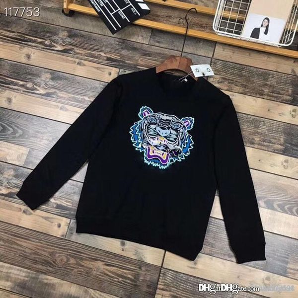 

19ss hoodie hip hop tiger head embroidery casual wild men mens designer hoodies men women sweatshirts size -3xl, Black