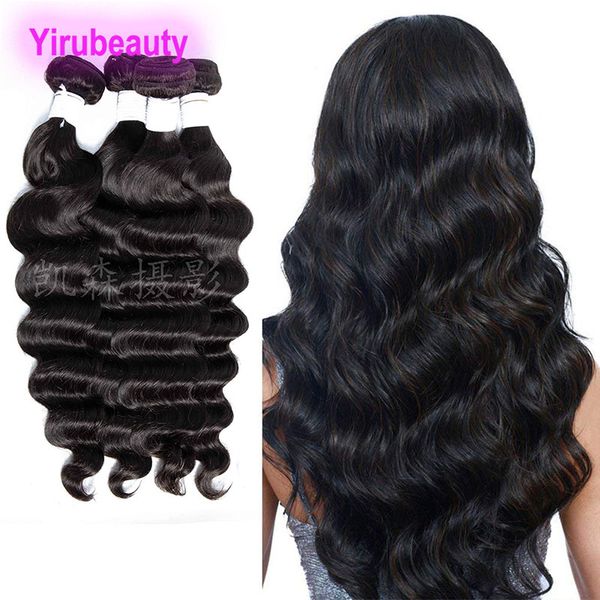

malaysian human hair extensions 4 bundles loose deep virgin hair 10-30inch natural color double wefts wholesale 4 pieces/lot, Black