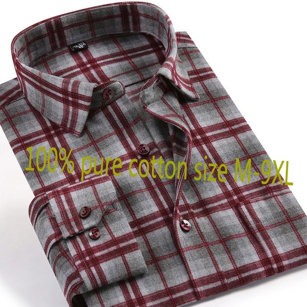 

новое прибытие высокого качества способа с длинным рукавом хлопок мужчины pure повседневный фланель плед winter толстые плюс размер -8xl 9x, White;black