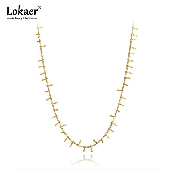 

lokaer titanium stainless steel vintage ethnic charm choker necklaces office style pendant chain necklace for women girls n20125, Golden;silver