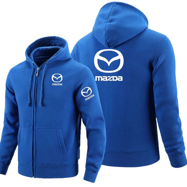 

zipper hoodies mazda logo printed hoodie fleece long sleeve man's zipper jacket sweatshirt, Black