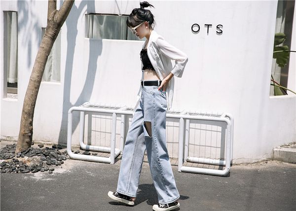 

navy blue women's tailored waist and hip princess jeans bk4015