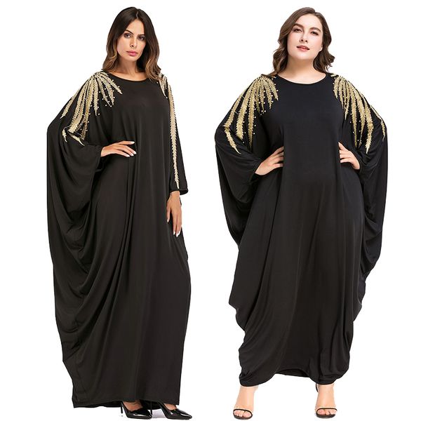 

black abayas beading women islamic clothing muslim long sleeve maxi dress spring autumn kaftan dubai malaysia turkey caftan robe, Red