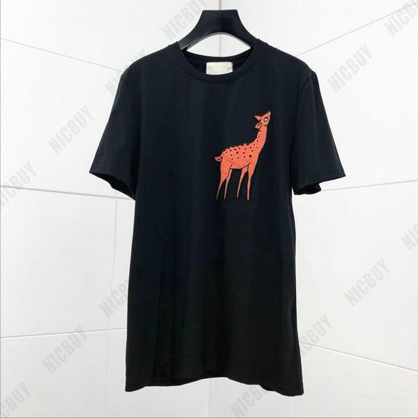 

fashion designer luxury mens clothing europe t-shirt embroidery letter deer tshirt tee casual women t shirt, White;black
