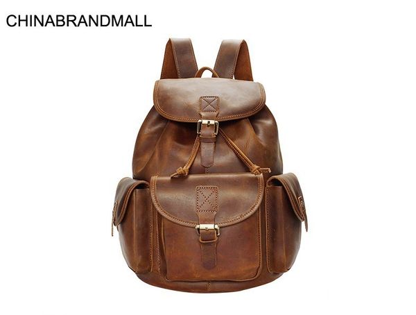 

урожай кожа коровы большой емкости на открытом воздухе рюкзак для мужчин