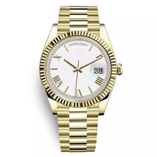 

day date new watch men daydate sapphire glass golden white watch crown automatic roman number president watches orologio, Slivery;brown
