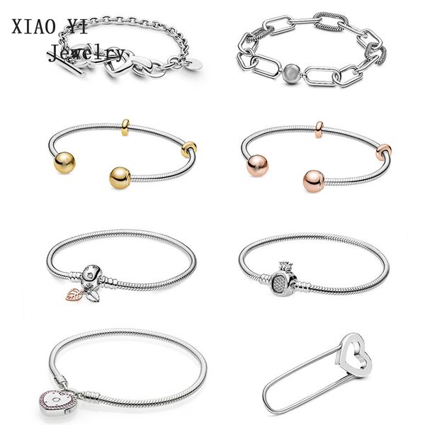 

xiaoyi jewelry 100% 925 sterling silver 1:1 silver needle heart-shaped fallen crown open-cut fashion diy bracelet for women, Black