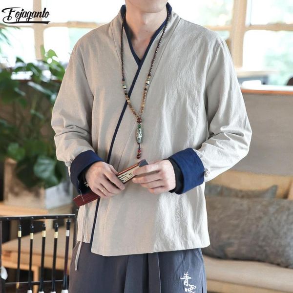 

men's casual shirts fojaganto men solid color long sleeve fashion trend male turn-down collar shirt coat, White;black
