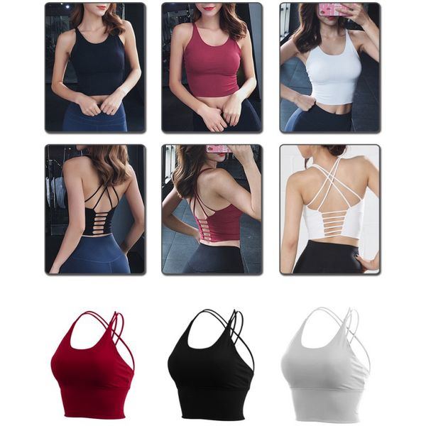 

sports bra yoga bra women padded breathable shake-proof running workout gym fitness shirt vest lady sportswear sports top, White;black