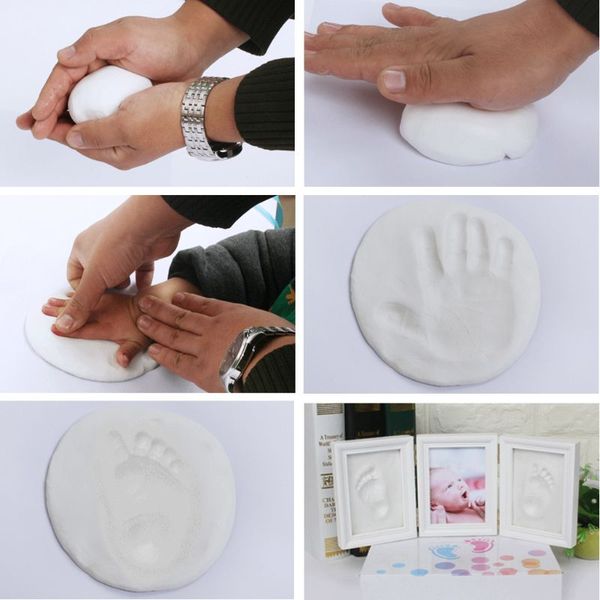 

3d newborns molds baby handprint footprint p frame for baby care babies souvenir casting newborn footprint soft clay inkpad