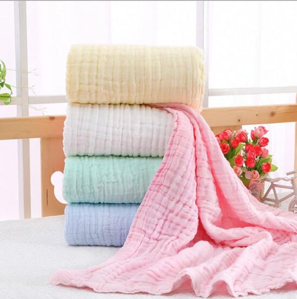 

Infant Muslin Swaddles 6 Layers 100% cotton Solid Colors Blankets Nursery Bedding Bath Towels 105x105cm toddler Blankets