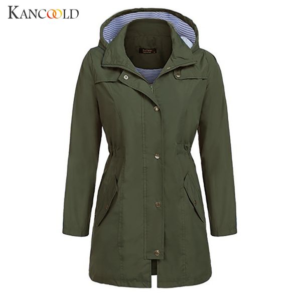 Kancoold Coats Женщины Сплошной дождевой куртку Открытый Водонепроницаемый патроны с капюшоном Мода Новая женщина Пальто и куртки 2019JUL29