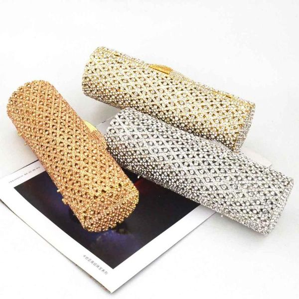 

rose gold fashion clutch bags cylinder crystal party purse cluth bags silver purse prom handbags sc095