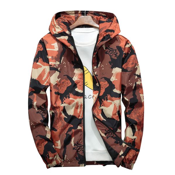 

large size spring and autumn couples thin students sports business attire camouflage jacket men's hooded coat fashion, Black;brown