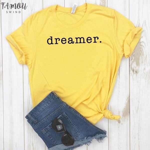 

dreamer print women letter tshirt cotton casual funny t shirt for lady girl tee hipster drop ship na 268, White