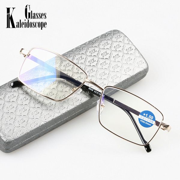 

anti-blue light reading glasses women men metal frame hyperopia eyewear resin presbyopic eyeglasses diopter glasses with case, White;black