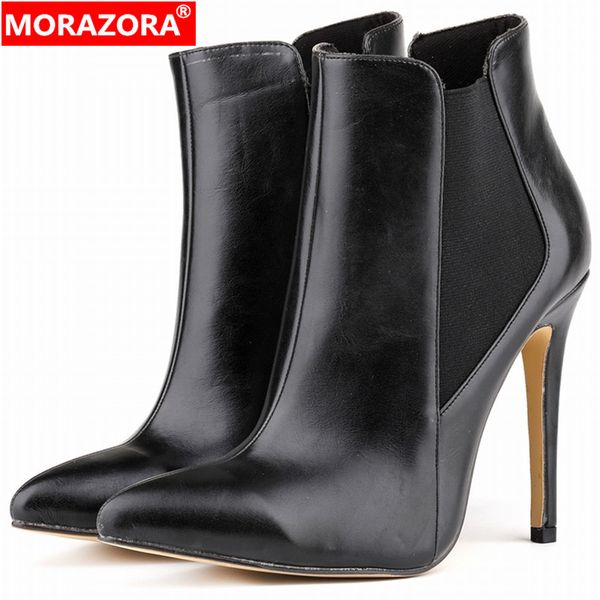 

morazora 2020 new explosions ankle boots women thin high heels ladies autumn winter short boots woman party wedding shoes, Black