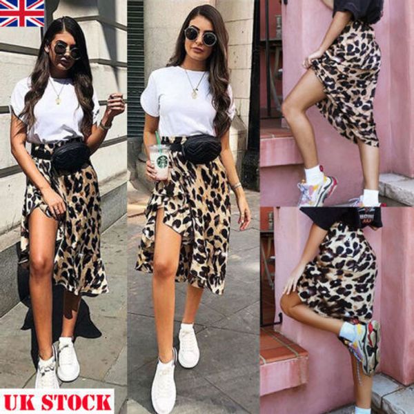 

women skirts new 2019 fashion new high waisted asymmetric stretch leopard skirt for women girl party mid calf bodycon drop shipping, Black