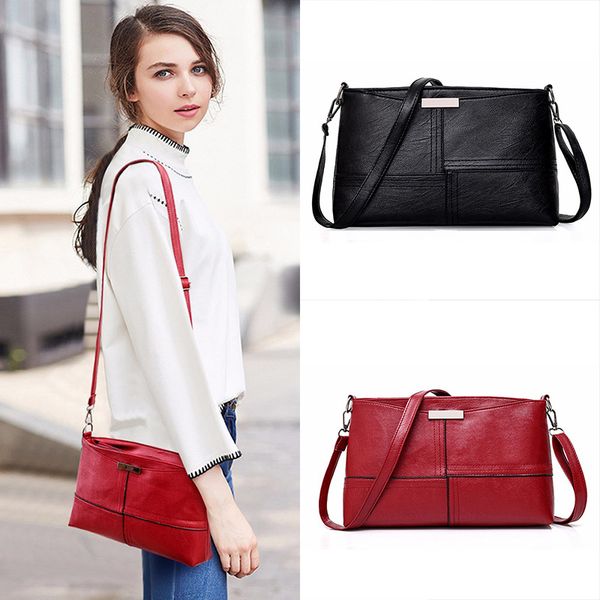 

women shoulder bag solid color pu large capacity casual crossbody bag with removable strap