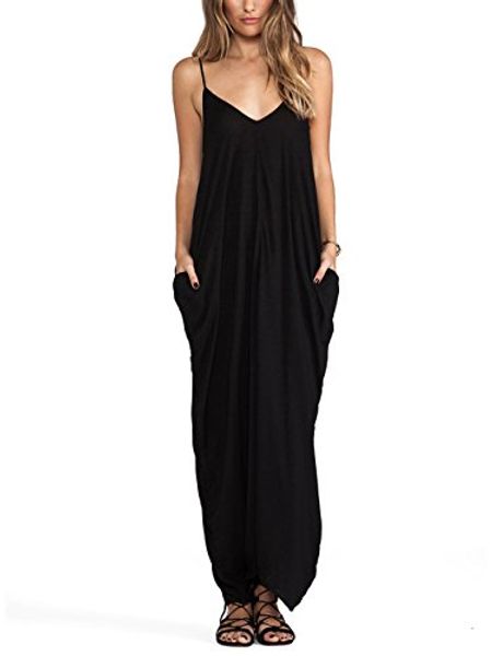 

may&maya women's black v neckline all in one maxi dress, Black;gray