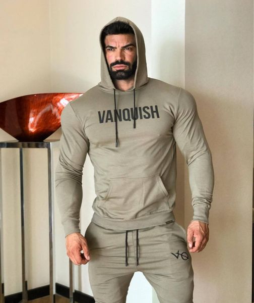 

3 colors mens tracksuits long sleeve letter print sportswear hooded hoodies fitness running sweater suit fashion, Gray