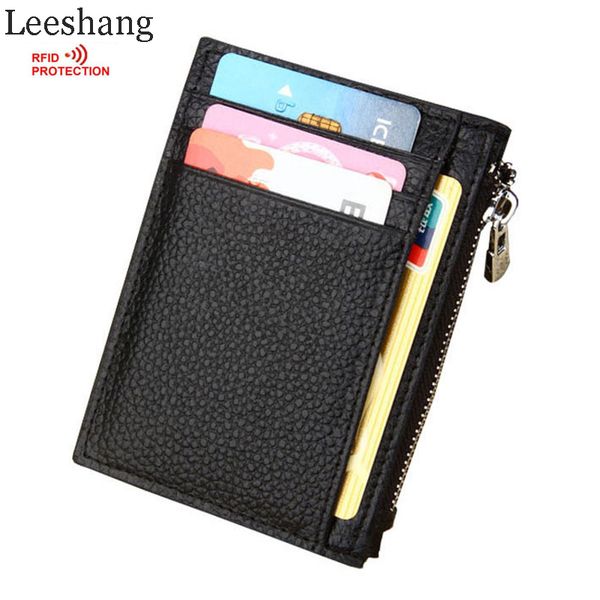 

leeshang porte carte femme из натуральной кожи женщины кошелек держатель тонкий zip маленький кошелек мини портмоне женщина карты, Brown;gray