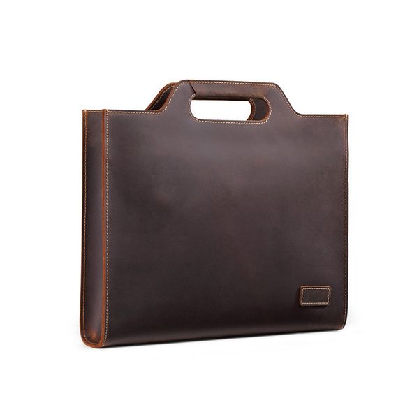 

vintage real crazy horse leather briefcase male bags men's messenger shoulder portfolio lapshoulder bag case office men bag