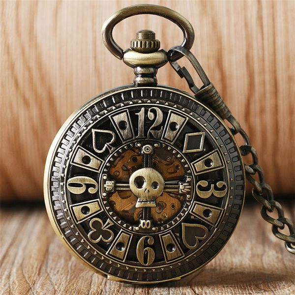 

steampunk bronze pocket watch retro men women automatic mechanical watch with arabic number pendant chain reloj gift, Slivery;golden