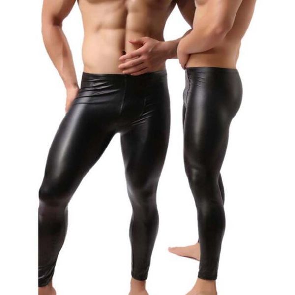

mens black faux leather pants long trousers fashion 2020 novelty skinny muscle tights mens leggings slim fit tight men pant