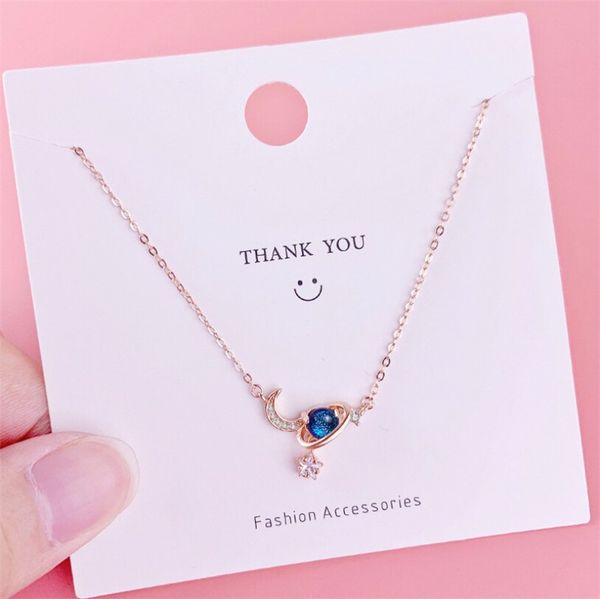 

moon fantasy starry sky zircon pendant necklaces 925 sterling silver clavicle chain for women wedding party beautifully jewelry gifts