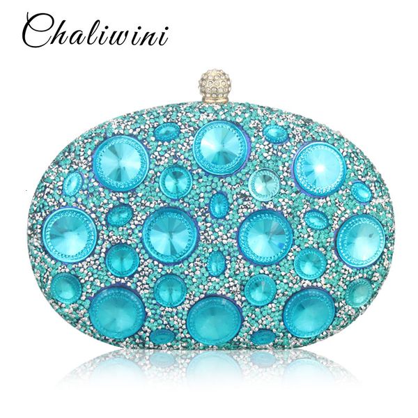 

горячие продажи giant light blue стразы женщин вечерние сумки металл minaudiere дизайнер свадеб кристалл сцепления сумки кошелек cj191205