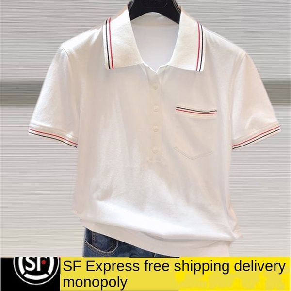 

professional amashite women's lapel 2020 polo big big cotton shirt cotton short-sleeved t-shirt women's summer, White