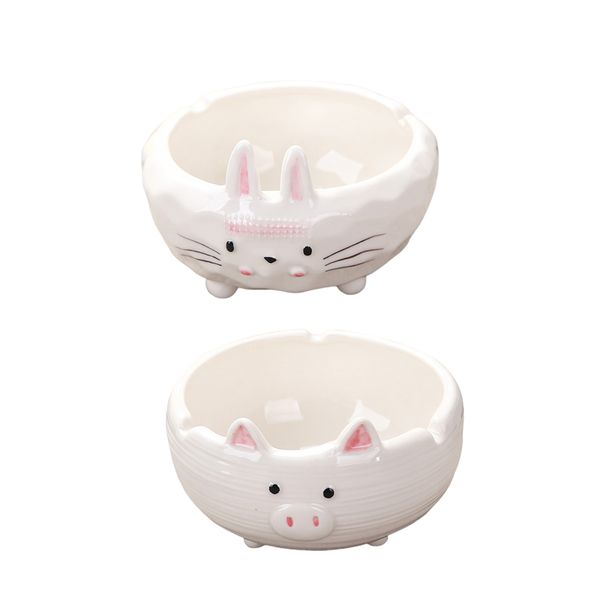 

2x ceramic ashtray decoration handmade white diameter 12cm