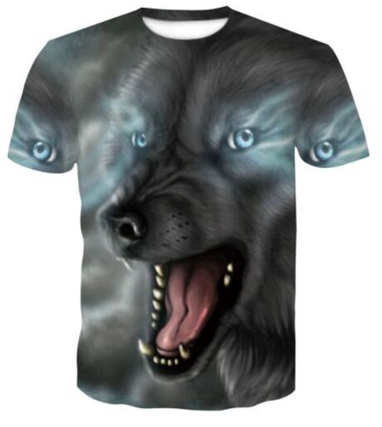 

3d wolf print short sleeve t-shirt apparel uniforms kits sports design athletic sport personality design athletic sports outdoor apparel, Black