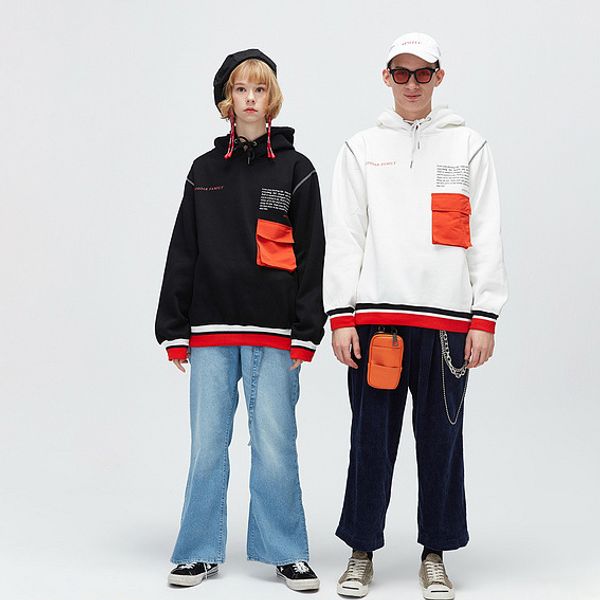 

designer hoodies for women men 2019 fashion brand letter print with pockets tide hooded sweater men luxury hip hop sweater sale, Black