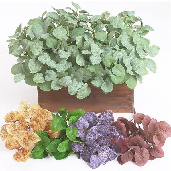 

artificial green eucalyptus plastic plants simulation money leaves grass bouquet for home party decoration fake plants