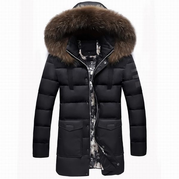 

tides men's long overcoat popular asian size hooded warm comfortable coat solid color warm long male winter jacket plus size, Black