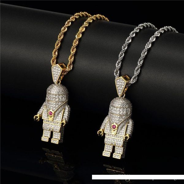 

hip hop astronaut men's sport necklace fashion outdoor street skateboarding boy pendant popular diamond retro gold sport jogging neckla, Silver