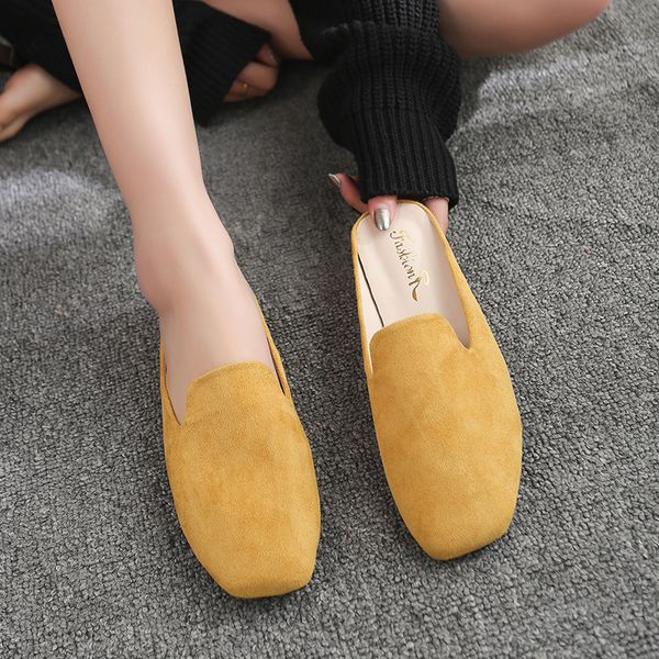 

outside flat flat with women closed toe slippers spring autumm solid slides fashion leisure women shoes, Black
