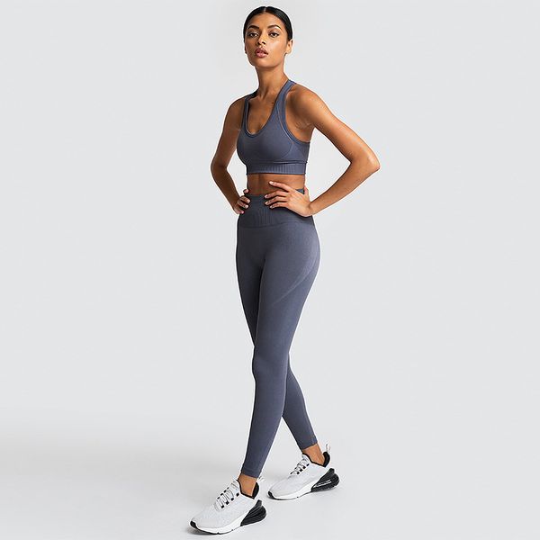 

2pc/set sports suits seamless yoga set women fitness clothing sportswear gym leggings padded push-up strappy sports bra
