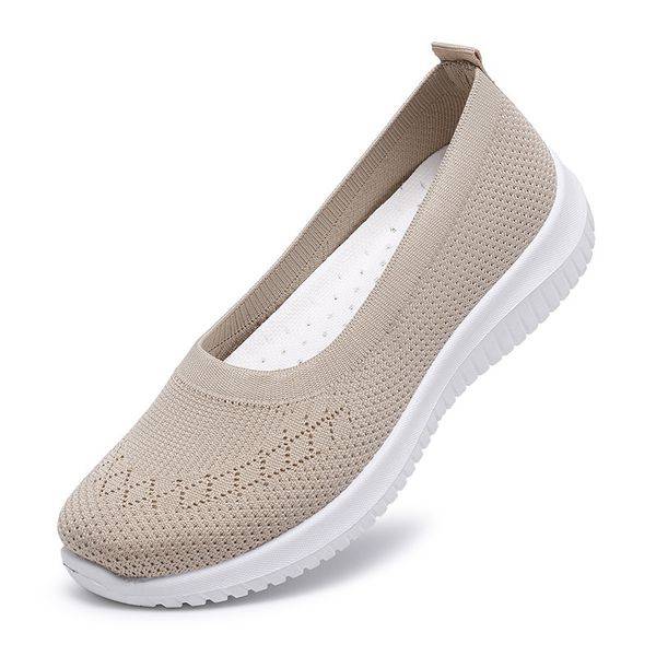 

summer injection shoes eva women fly knit flat slip on casual female ladies sneakers round toe breathable work travel lightweight footwear, Black