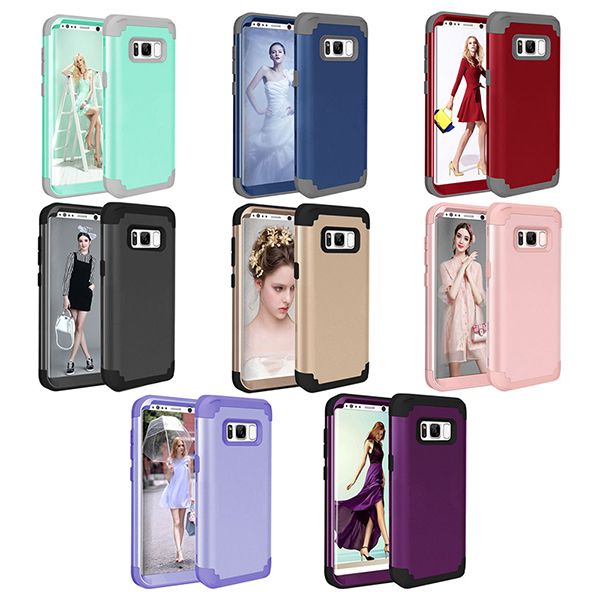 

3 in 1 shockproof soft case thickening silicone+pc cases cover anti-slip for samsug galaxy s8 s9 plus note 8 note 9