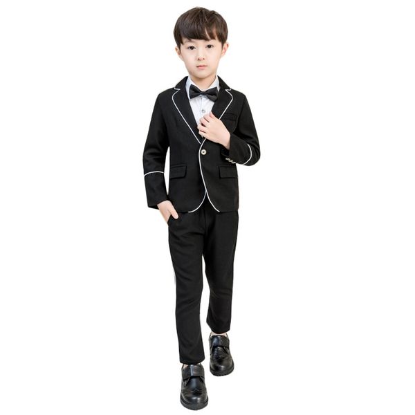 

boys formal suits for weddings prom party school children slim fit suit set boys fashion blazer trouser with bowtie clothes, Blue;gray
