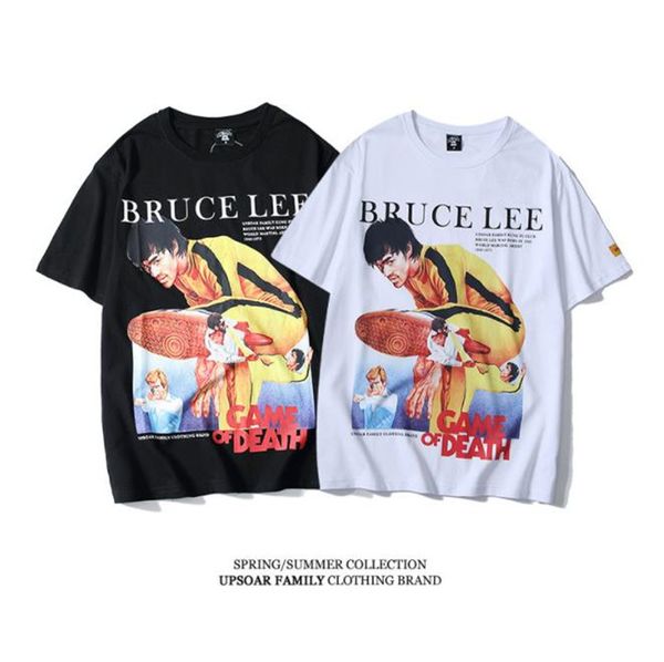 

summer mens designer tshirts fashion bruce lee printed solid color short sleeve crew neck mens, White;black