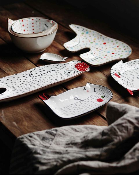 

new product cute ceramic creative cartoon children breakfast dishes dessert fruit snacks animal dishes ceramic bowl